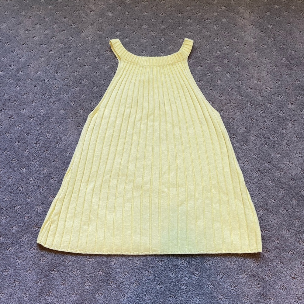 By Anthropologie Knit Tank Top Yellow/Lime Color Size Small